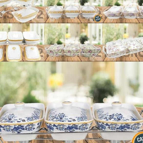 Tempat Wadah Saji Makanan Prasmanan Keramik Set Vicenza