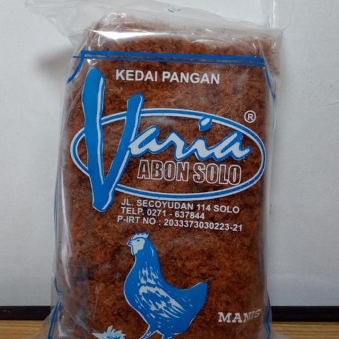 

BARANG TERLARIS ABON AYAM ASLI VARIA MANIS/PEDAS OLEH OLEH KHAS SOLO