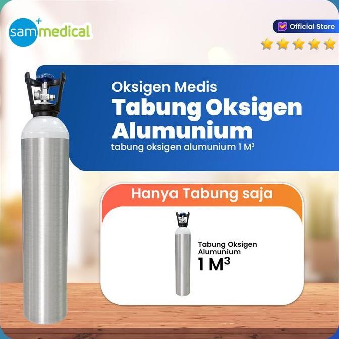 Terlaris Tabung Oksigen Set 1M3 Allumunium (+ Trolley Premium + Regulator ) /  Tabung Oxygen / Tabun