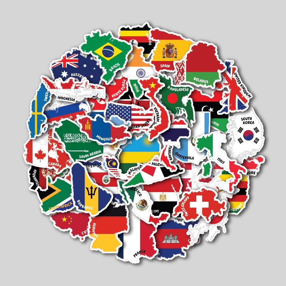 

JH8 STICKER PACK WORLD MAP FLAG 1 | STICKER TUMBLER | STIKER LAPTOP KOPER HELM