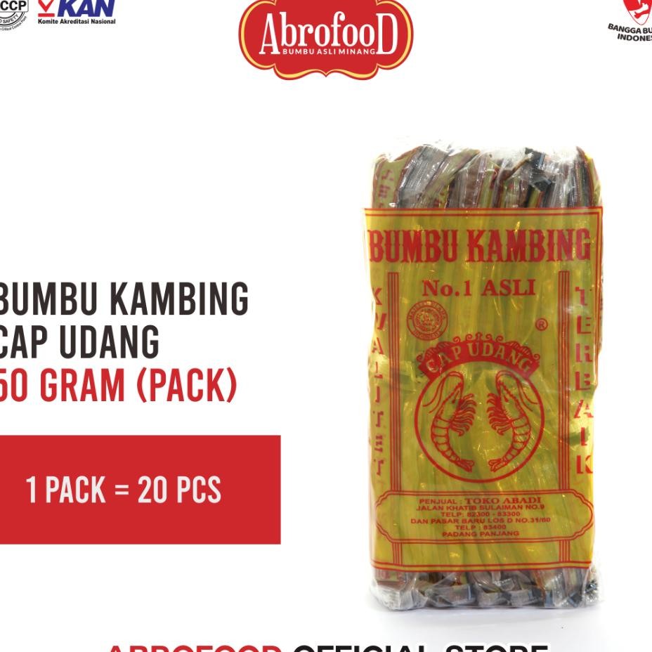 

Bumbu Kambing Cap Udang 50 Gram Pa 20 Pcs