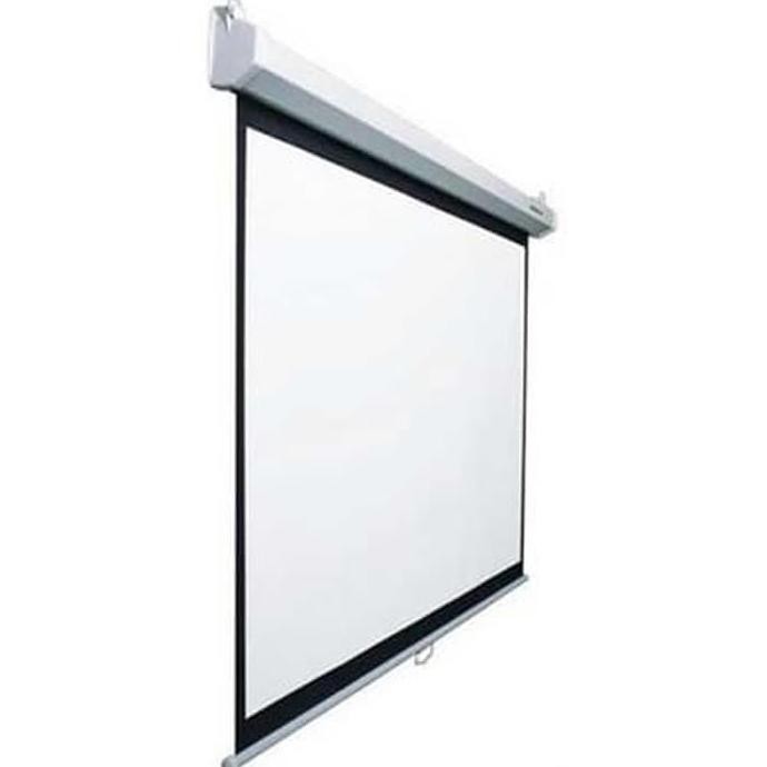 Terlaris Layar Proyektor/Projector 84" 2.13Meter 1:1 Manual Wall Screen Gantung Ready Stok
