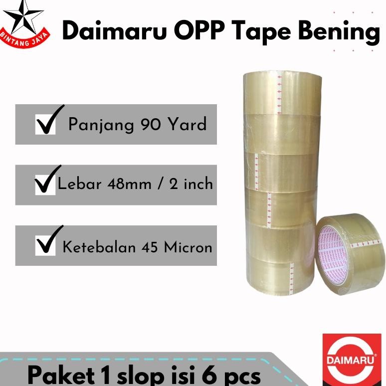 

[Promo..!!! [Paket Best 1 Slop Isi 6Pcs] Ori Daimaru Opp Lakban Bening 48 Mm X 90 Yard (Lakban Bening 2" (6 Pcs) Si-19