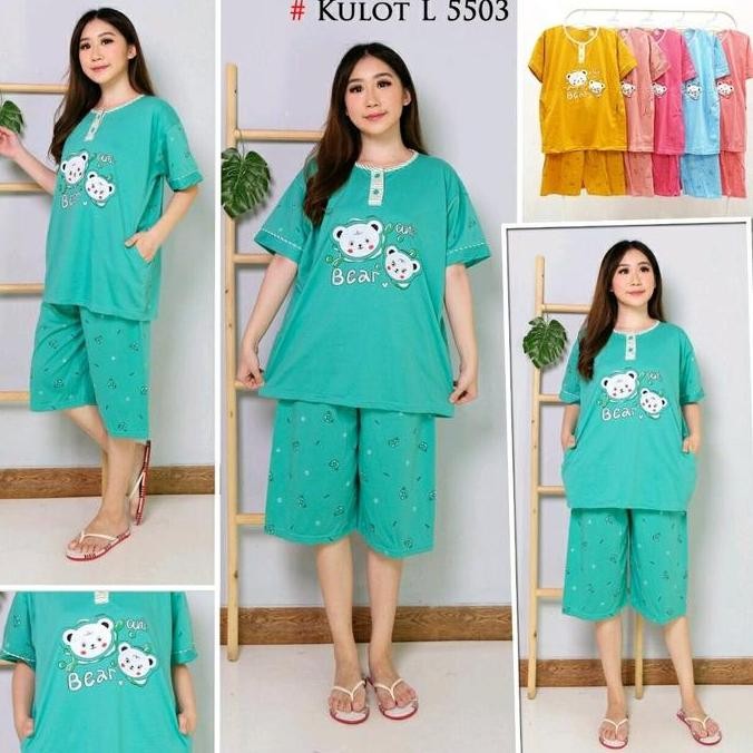 Setelan Baju Tidur Tessa 3/4 Jumbo - Tessa Kulot Co