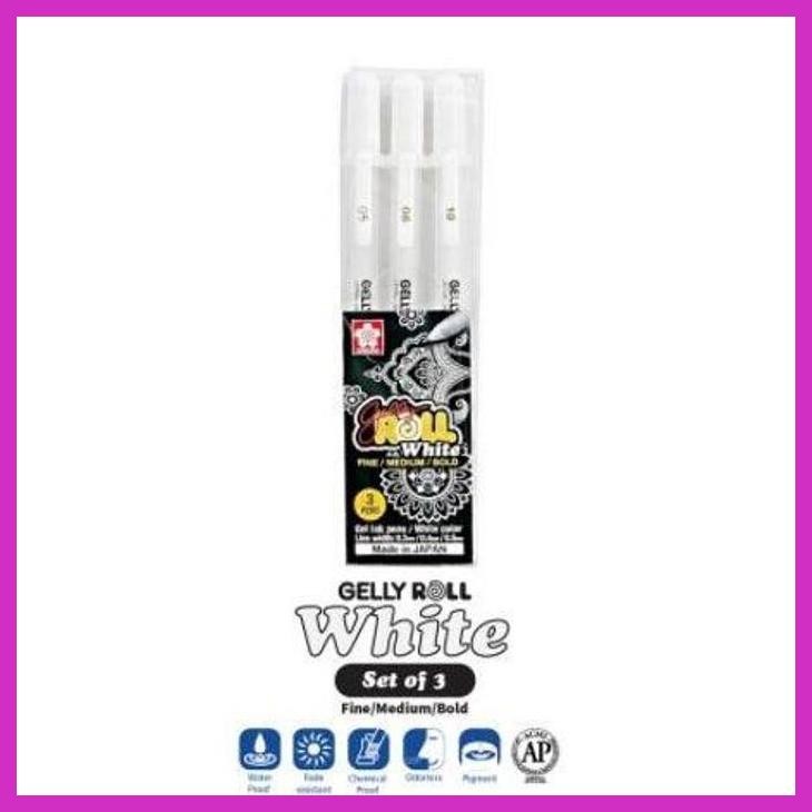 

( SEKOLAH / LUKIS ) PROMO SAKURA GELLY ROLL WHITE PEN 0.5/0.8/1.0 (SENI / MENGGAMBAR / ART / KERAJINAN ) PRIVASI AMAN