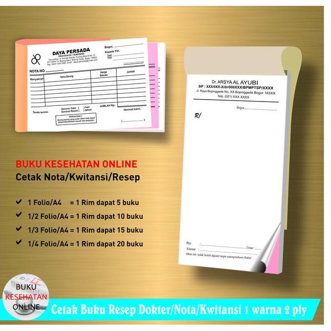 

Buku Resep Dokter - Nota - Kwitansi Ncr Rangkap 2 Ply