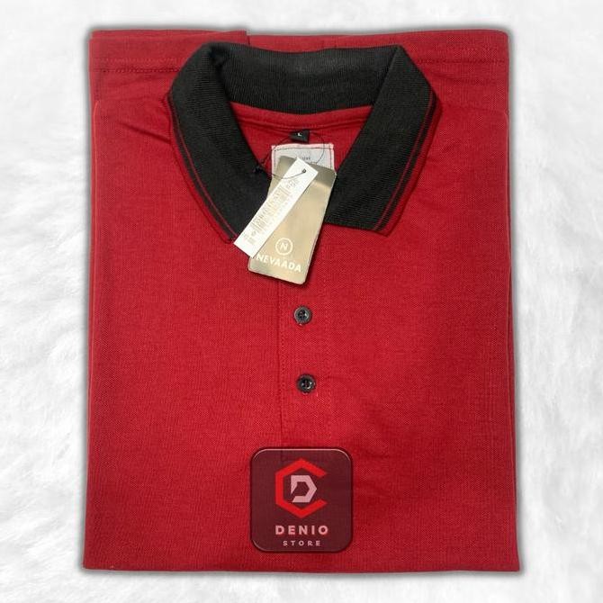 [Harga Satuan] Kaos Kerah Polos Kombinasi Lengan Manset Pria Dewasa M L Xl Xxl Jumbo | Polo Shirt La