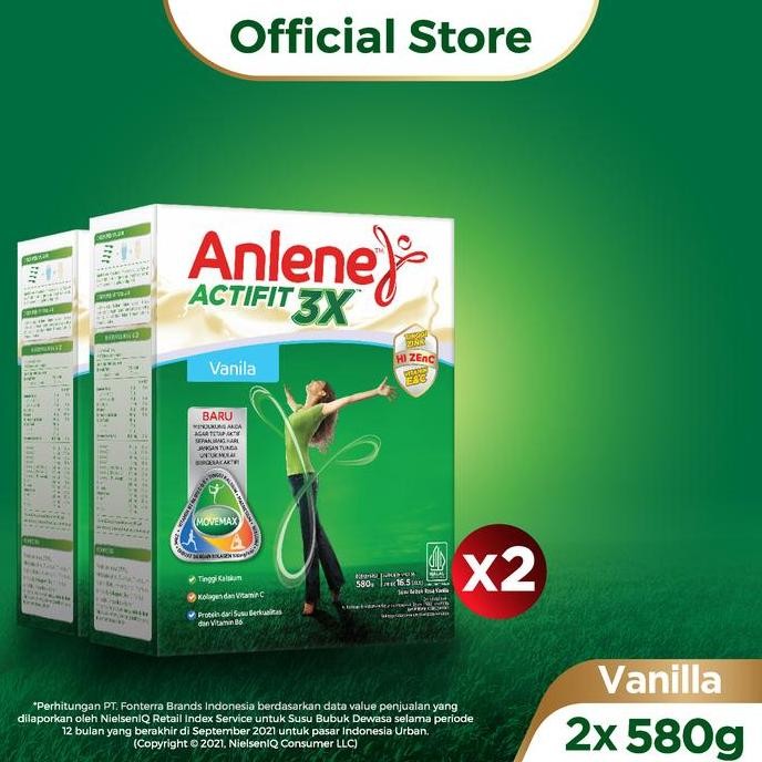 

Anlene Actifit 3X Susu Bubuk Dewasa Vanila 2X580G -Tulang & Sendi