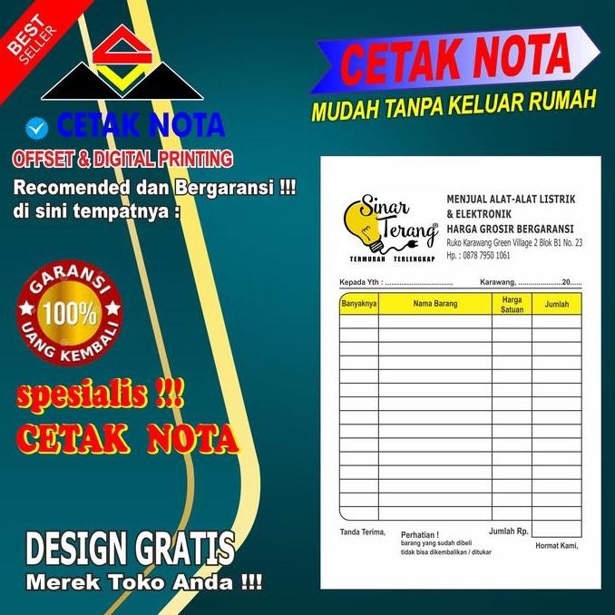 

Cetak Nota Hvs 40 Buku 1/4 Folio
