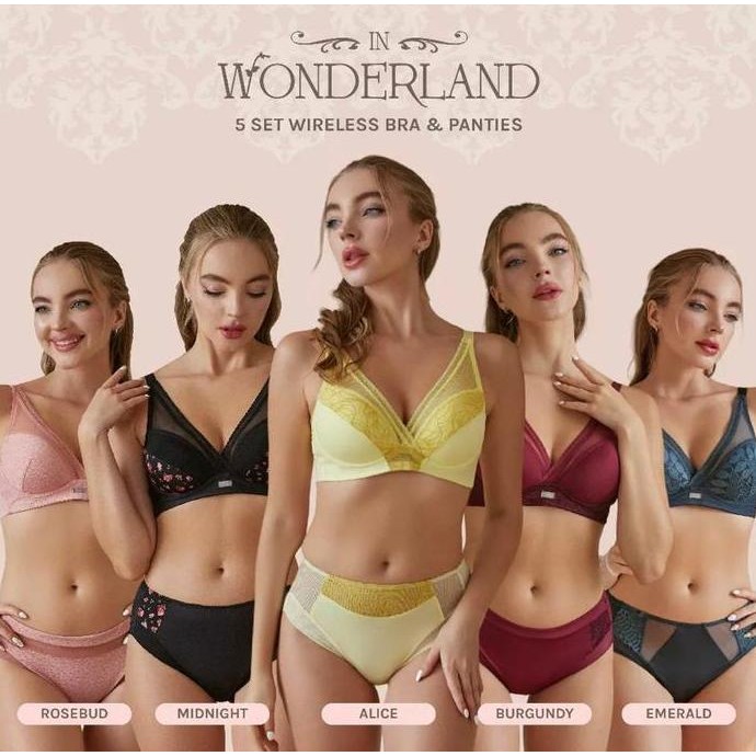 Milari | In Wonderland - Cross Bra, 5Set Wireless Bra /Lycra & Panties