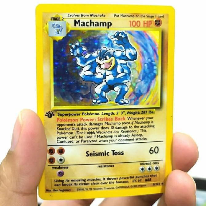 Machamp 1st Edition 1999 HOLO 8/102 1st edi kartu pokemon TCG english Rare Original