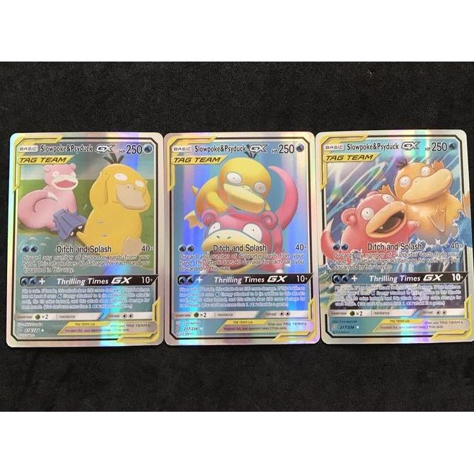 Kartu Pokemon TCG Sun&Moon Tag Team Slowpoke & Psyduck GX (3 kartu) Rare Original