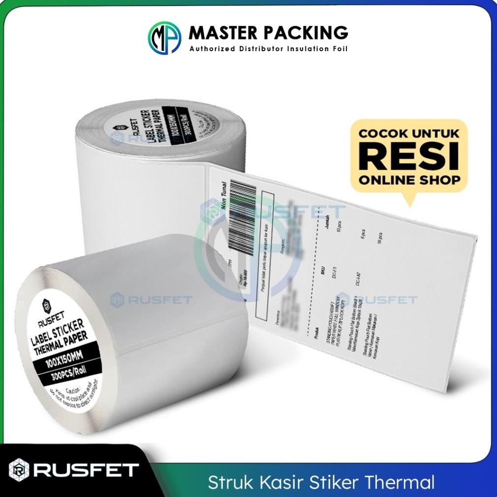 

JH8 Stiker Label Termal 10cm x 15cm - 500 Lembar / Paper Thermal Sticker Printer Struk Kasir Rusfet Ecer