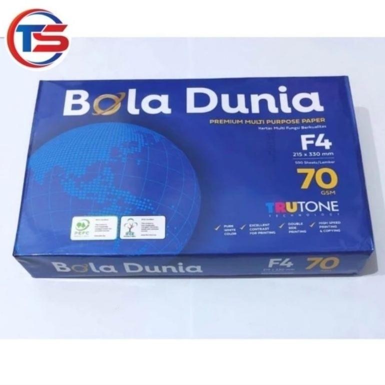 

JH8 Kertas HVS F4 70 Gram Bola Dunia Kertas Folio 70 Gram 1 Rim