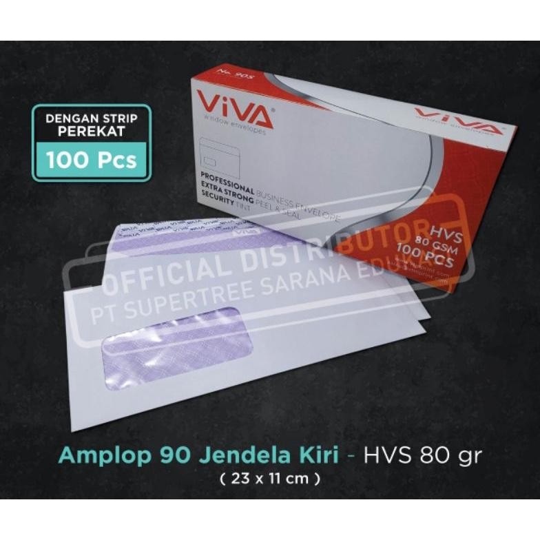 

JH8 Amplop Putih Jendela Kiri No.90 HVS 80 gr Viva (1 Pack isi 100 lembar)
