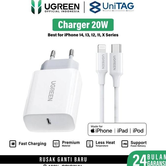 Ugreen Kepala Charger Fast Charging 30W 25W 20W 10W For Iphone 16 15 14 13 12 11 Xr Xs X 8 7 6 Pro M