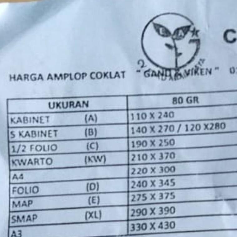 

JH8 Amplop Coklat polos Folio Gand ( 1pak/100pcs )