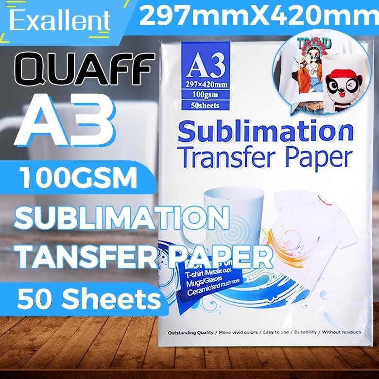 

JH8 Kertas Transfer Sablon Sublimation A4 100Lembar / A3 50Lembar 100Gsm merek QUAFF