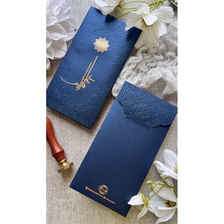 

JH8 Angpau Kaligrafi Arab Full Embos / TimbulPaper *JASMINE*NAVY