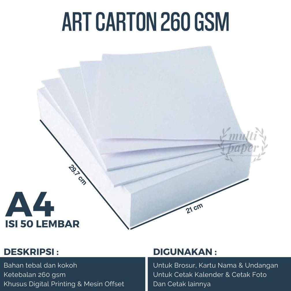 

JH8 Kertas Art Carton 260 gsm A4 isi 50 lembar / Art Carton 260 gsm