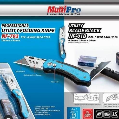 

ready !!! UTILITY FOLDING KNIFE NF-792 MULTIPRO NF792 cutter lipat heavy duty eu