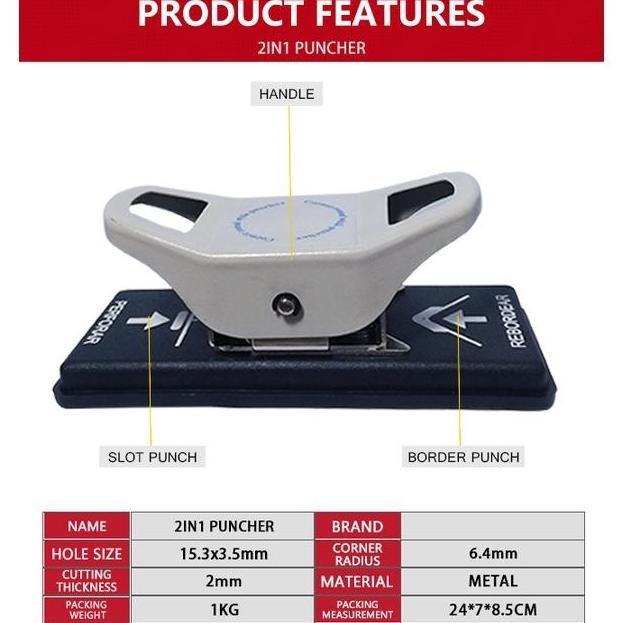 

ready !!! Alat Pelubang Kartu ID PVC 2 in 1 [Sudut, Persegi Panjang] Alat Pelubang Sudut Bulat Pelubang ID Card / Punch ID Card Cutter / Pemotong ID Card (Sudut Dan Oval Hole)