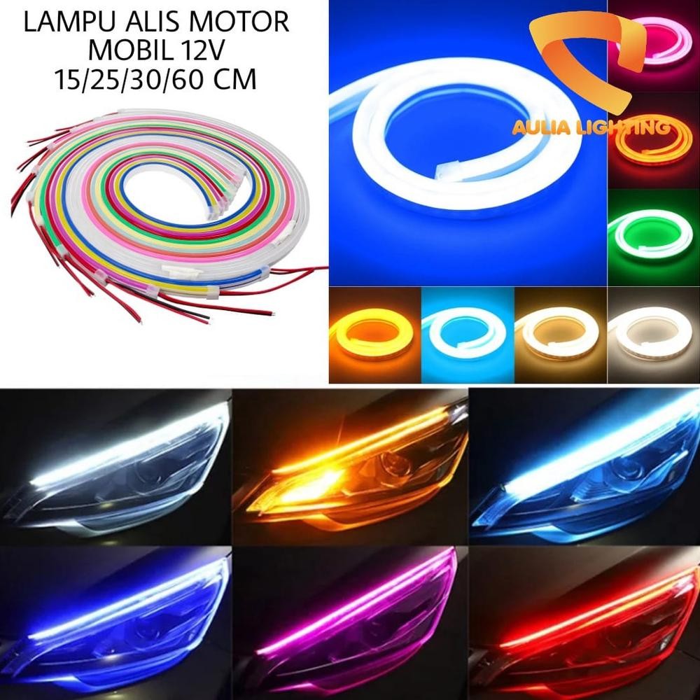 LAMPU ALIS 12V MOTOR MOBIL DRL 15CM 25CM 30CM 60CM WATERPROOF IP65 NEON FLEX LED EYES ANTI AIR PANAS