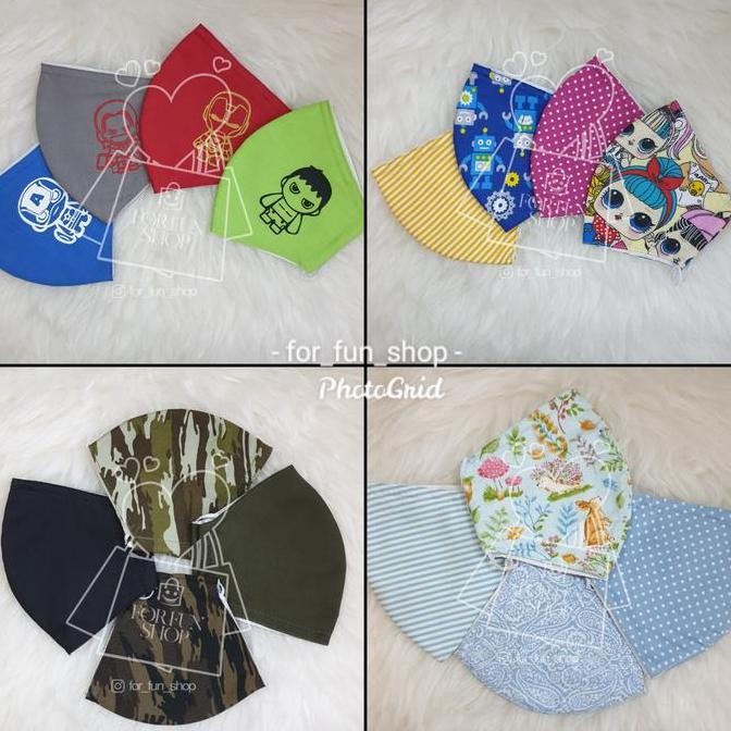 Masker Kain Katun Set (Isi 4 Masker Dengan Kawat Penyangga Hidung) Co