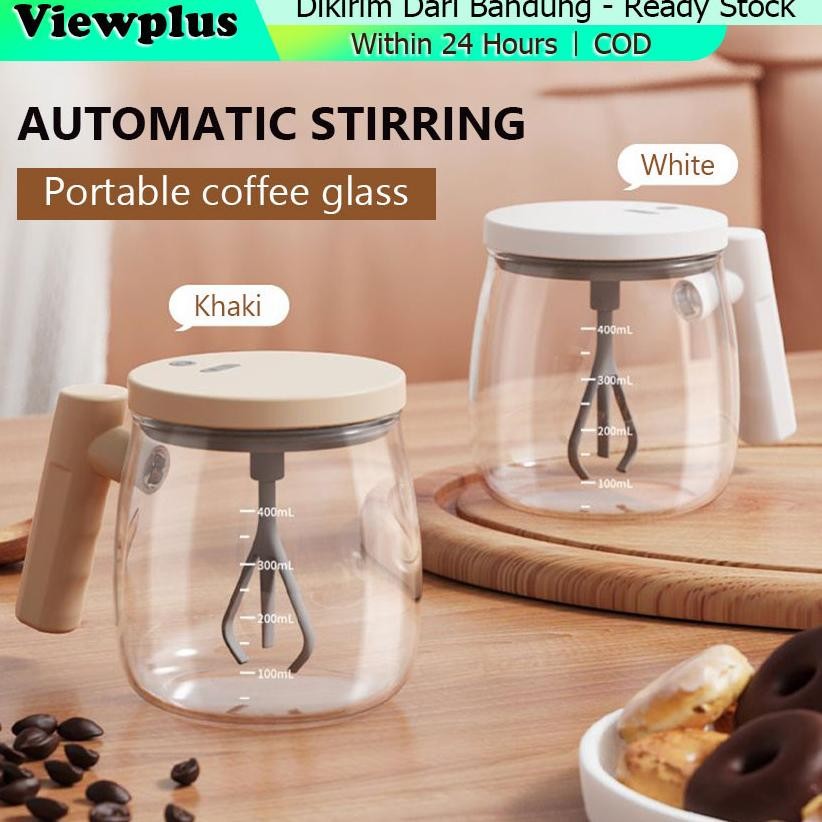 400ML Gelas Aduk Otomatis Rechargeable Anti Panas dan Dingin Gelas Mug Kaca Aduk Otomatis / Gelas Pe