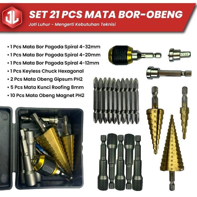 TGR Set Mata Bor Piramid Pagoda, Mata kunci roofing, Mata obeng magnet, Mata obeng gipsum dan Keyles
