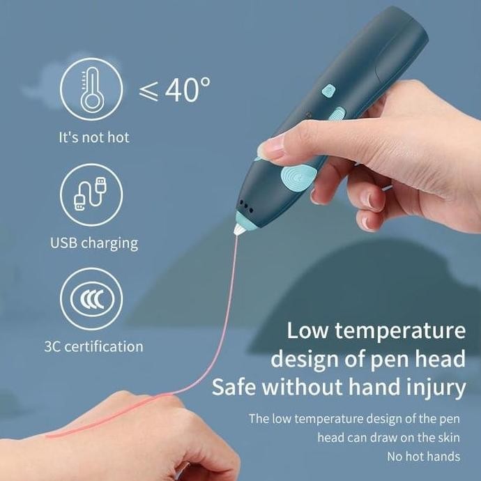 

Wireless 3D Printing Pen 3D Printer Arts Pen 3D Stereoscopic Printing Pen Making Doodle Arts Crafts-Temperatur Rendah Free PCL Filament PM