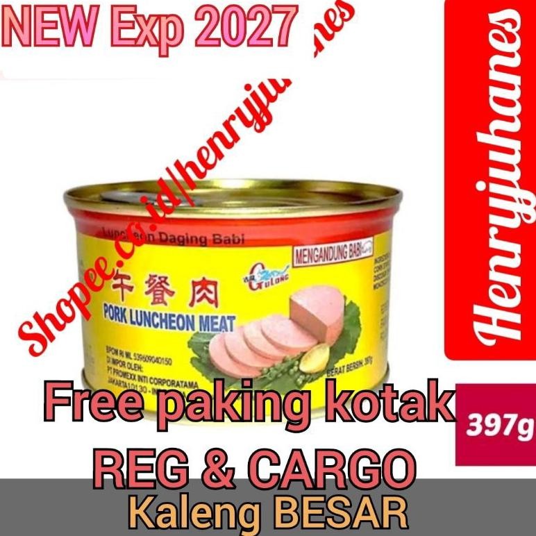

y-76 fgs-3 397 gram Gulong Canned Ham Pork Luncheon Meat / free pakiing kotak untuk reg dan cargo daging babi/ daging maling non halal Hemat Berkualitas
