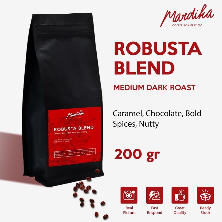 

Kopi Full Robusta Medium Roast 200 Gr Mardika Coffee
