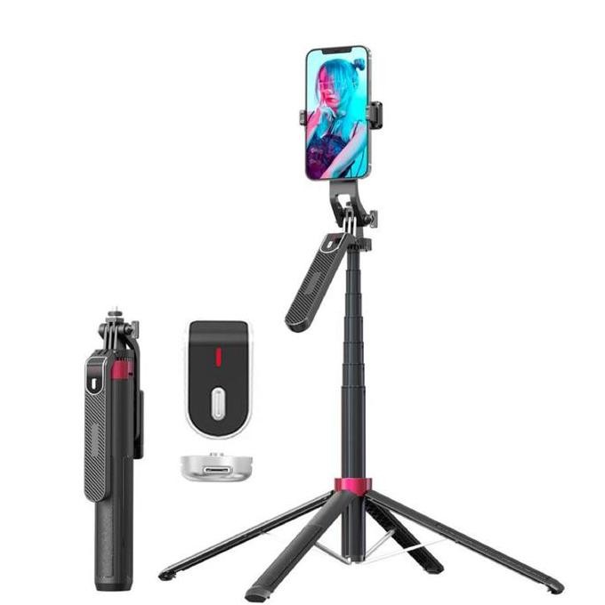 P185 Tripod / Quad pod Tongsis Bluetooth Selfie Stick Remote HP 360 Kamera Stainless Holder  Tripot 