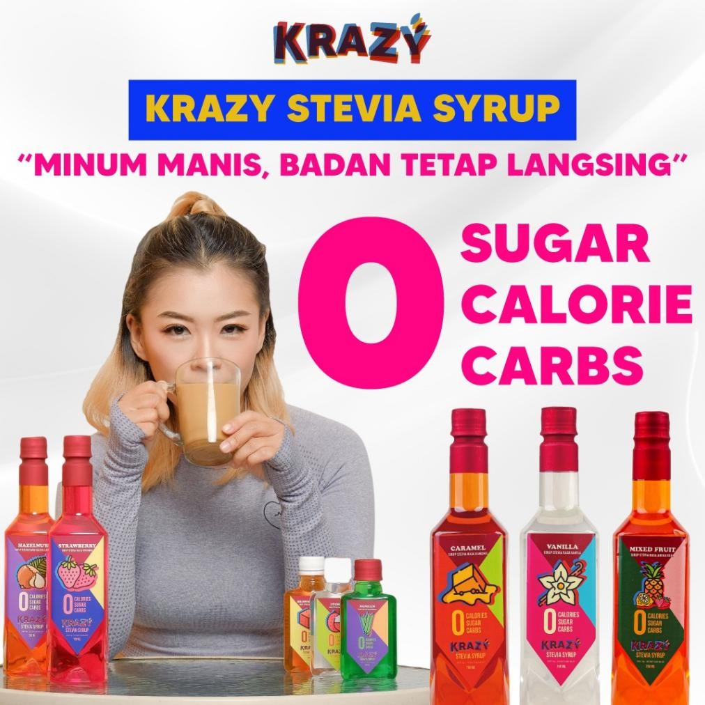 

Promo Krazy Stevia Sirup Diet Zero Calorie Keto Syrup 200 Ml - 750 Ml T-56