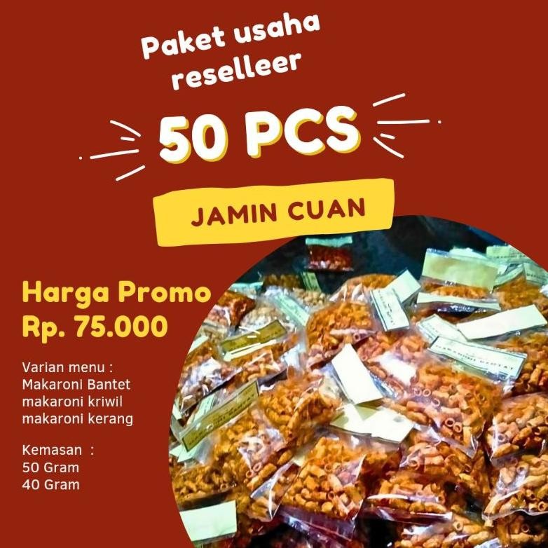 

Paket Usaha Reseller Isi 50 Pcs Makaroni Bantet Pedas Khas Tasikmalaya Kerang / Kriwil / Kerupuk Seblak 40 50 Gram Cemilam Macaroni
