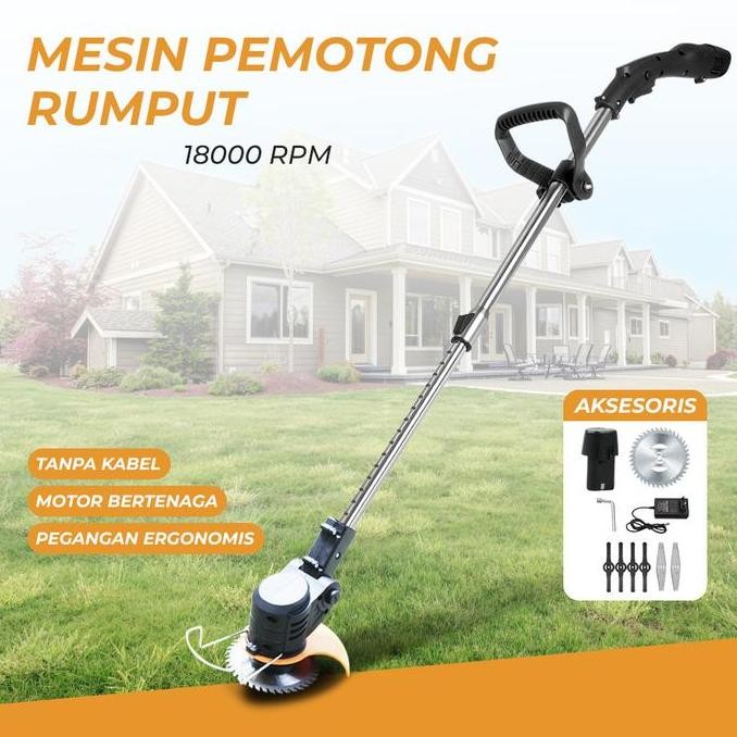 Mesin Rumput Elektrik Cordless Portable Grass Trimmer