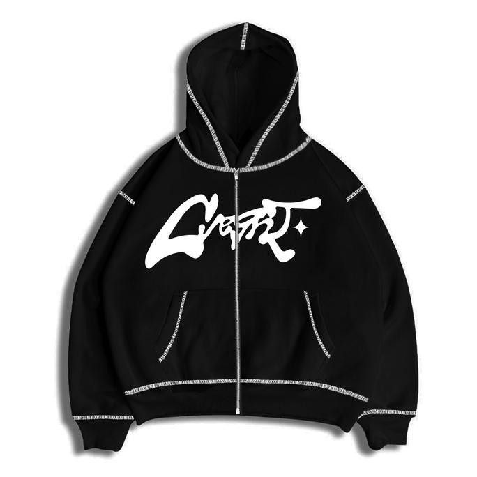 Convergent Boxy Zip Hoodie Brock -  Black Hoodie  Pria Wanita Unisex Co