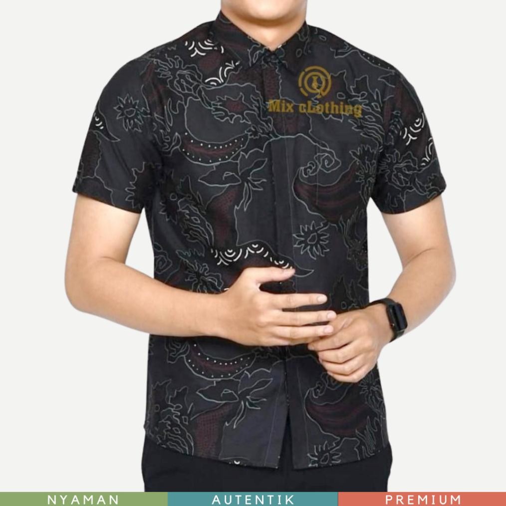 Cbs 725 Hem Kemeja Batik Pria Slim Fit Lengan Pendek Colin Dion