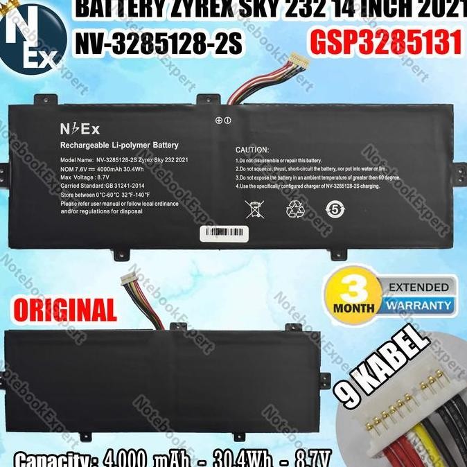Battery Zyrex Sky 232 14 Inch 2021 9 Kabel Nv-3285128-2S New Stok