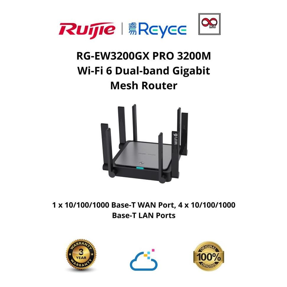 Ruijie Reyee Rg-Ew3200Gx Pro Ax3200 Wifi 6 Gigabit Mesh Router New Stok