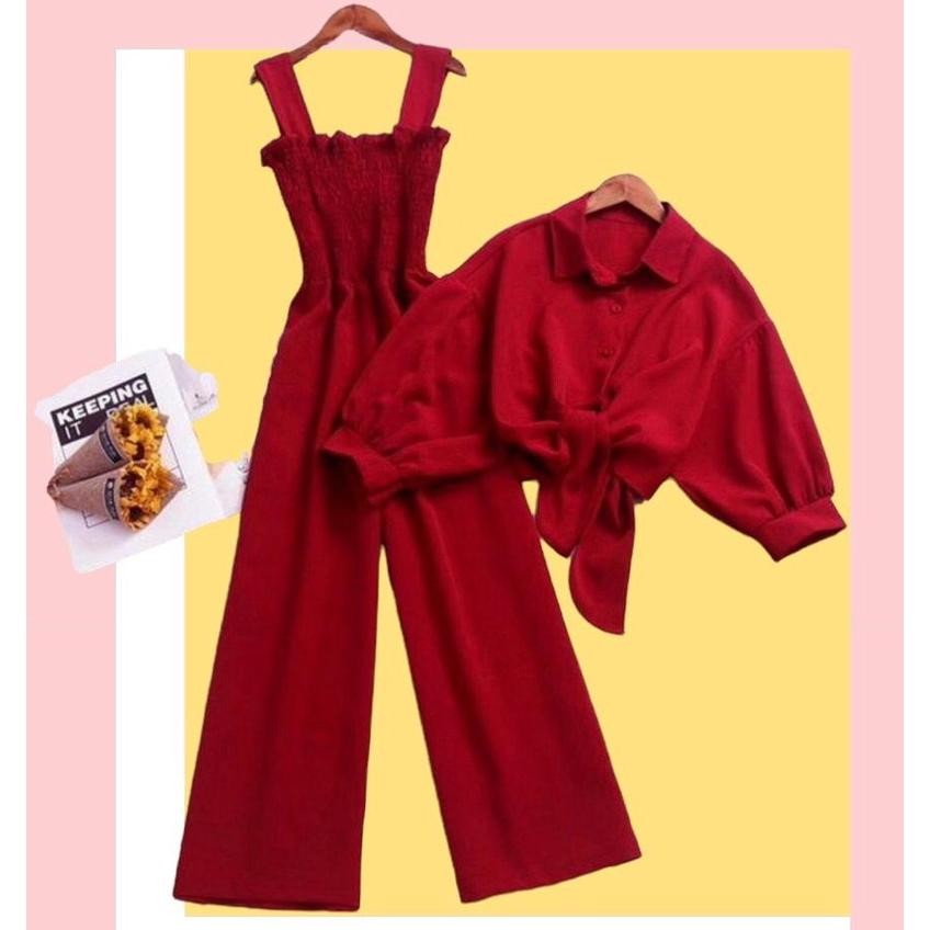 Jumpsuit Wanita Korean Style ( Dapat Jumpsuit + Outer ) Baju Kodok Wanita Jumpsuit Wanita Hijab Baju