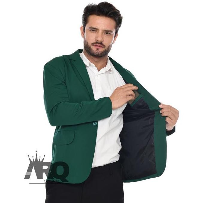 Jas Blazer Pria Model Slimfit Warna Hijau Botol Polos Hitam Formal Panjang Casual Jaket Semi Kantor 