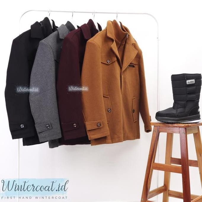 Indonesia Xavier Men Wool Coat Winter Black Mantel Pria Cowok Musim Dingin Big Size Jumbo Plus Size 