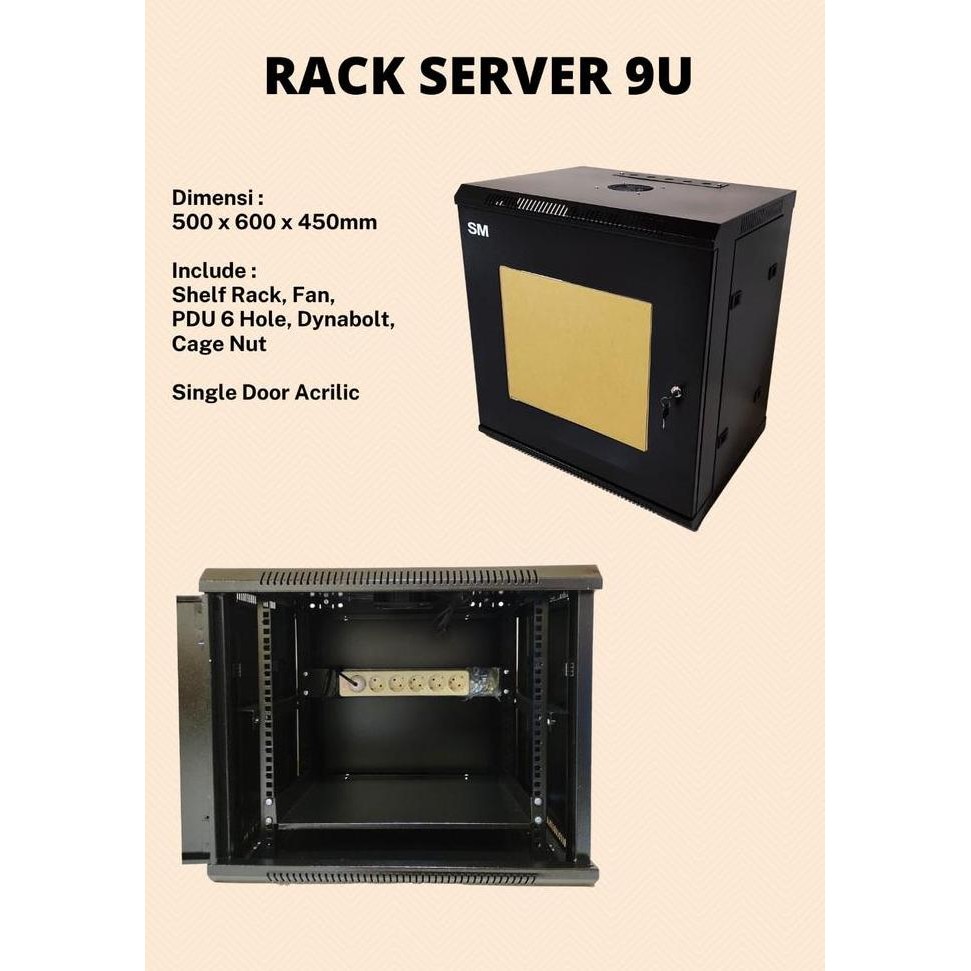 Rak Wallmount 9U - Rak Server 9U New Stok