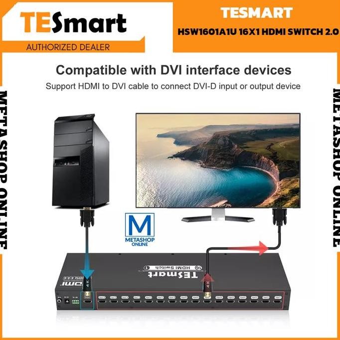 Tesmart Hdmi 2.0 Switch Ultrahd 16X1 Port 16 Input 1 Output 4K@60Hz New Stok