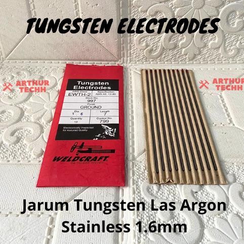 WELDCRAFT | Tungsten Electrodes 10Pcs Jarum Tungsten Las Argon Stainless 1.6mm Dan 2.4mm aSt