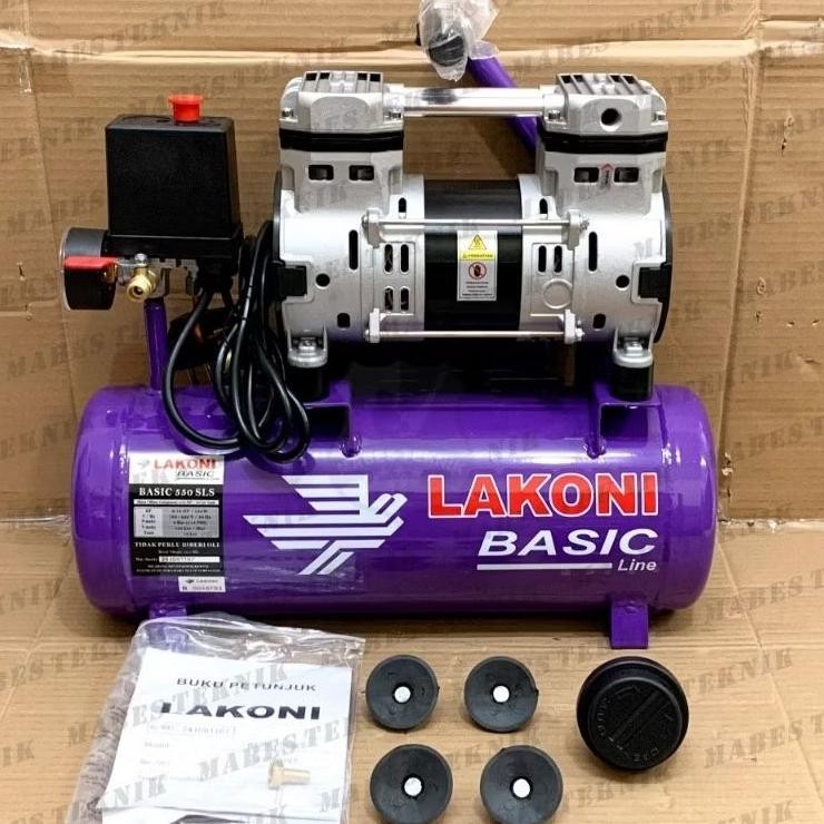 KOMPRESOR LAKONI BASIC 550 SLS - 550 SL SERIES - TIPE OILESS TERBARU SILENT TANPA OLI 10 LITER - 0,7