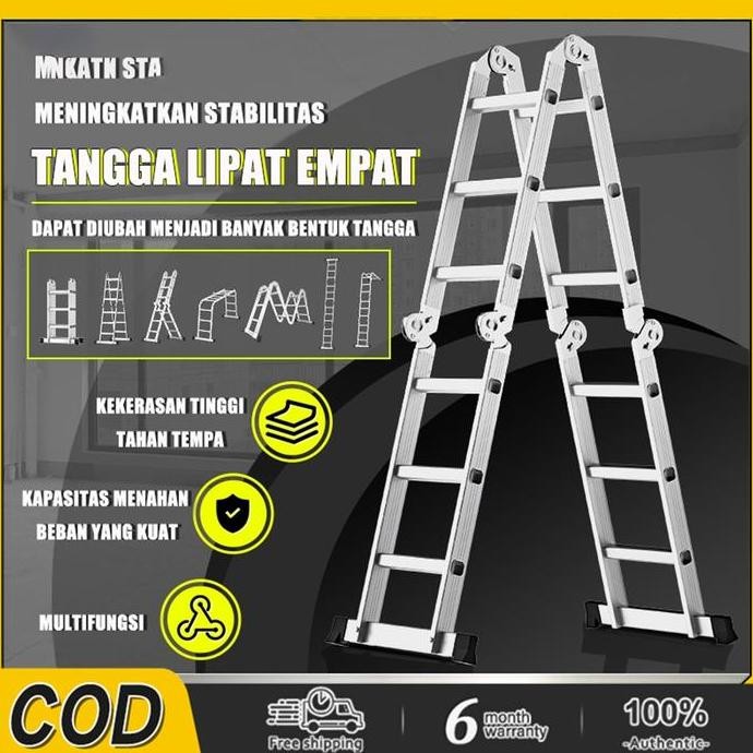 Tangga Lipat Aluminium Teleskopik .7m/4.7m/.8m meter Tangga Aluminium Lipat Empat Tangga Lipat Multi