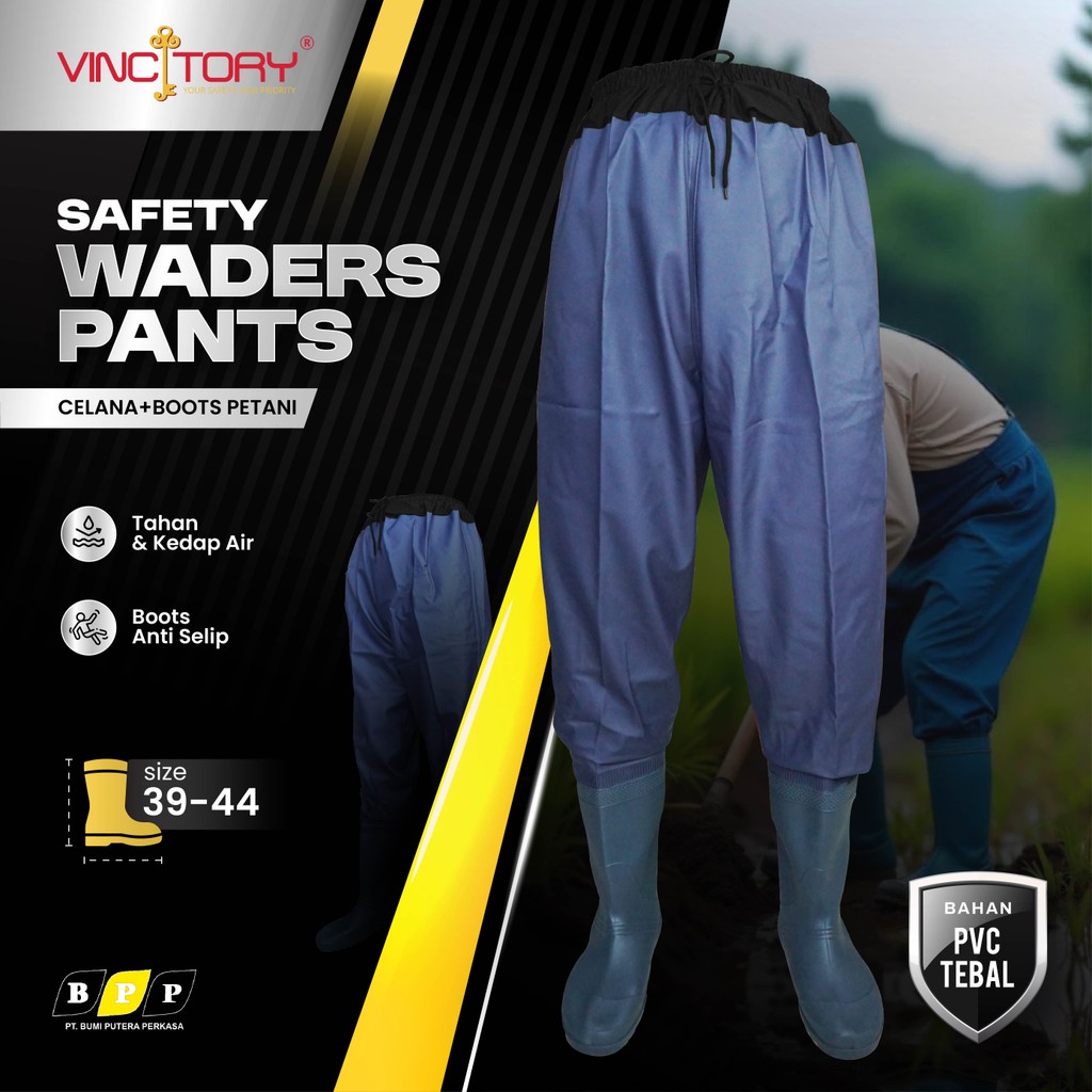 Sepatu Boots Karet Celana Petani Sawah Panjang Celana Safety Wader Pants Anti Air VINCITORY 2737